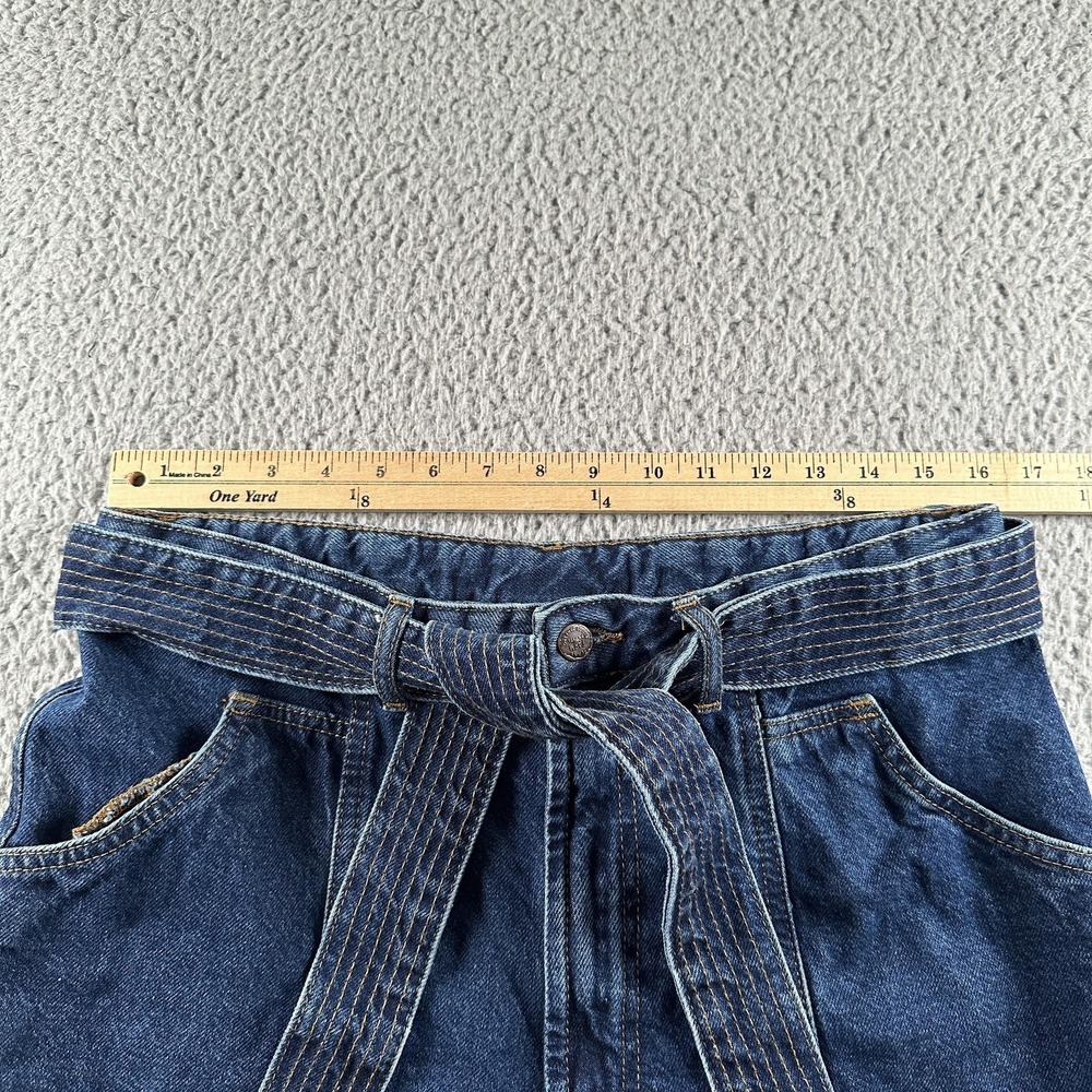 Farm Rio Palazzo Wide Leg Jeans Womens 31 Blue High Rise Cotton Denim Belted - Picture 6 of 16